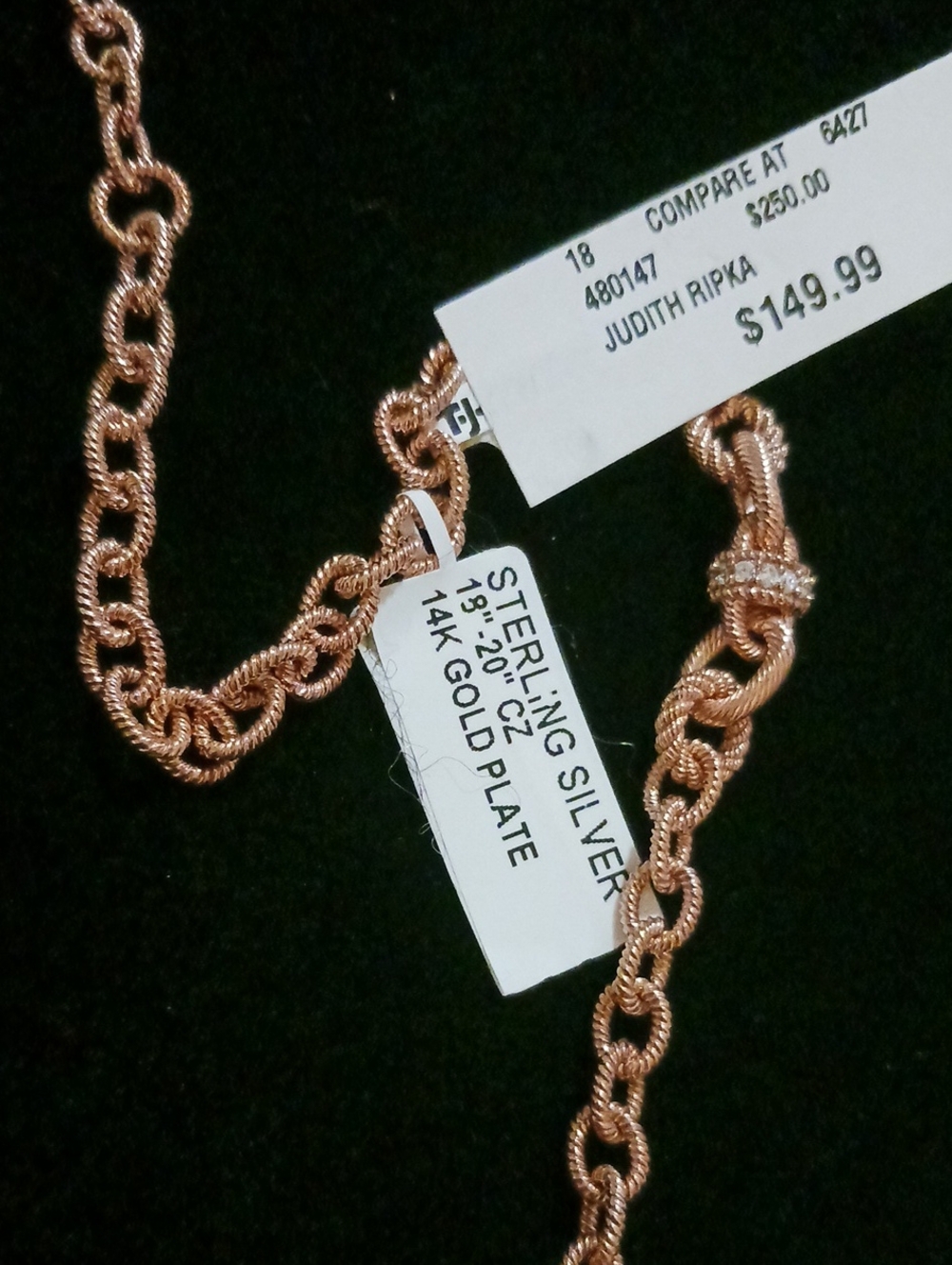 Judith Ripka Rose Gold Rope-Link Necklace with Pave Accent